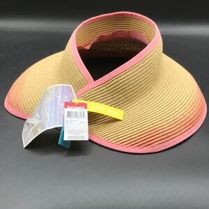 Astor PL Open Sun Hat Visor Adjustable Summer Pink Biege NOS Tags